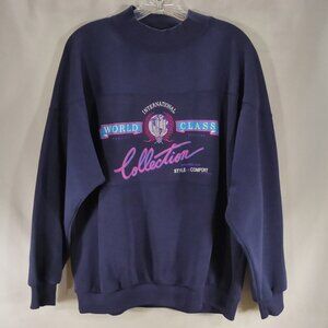 Vintage 1990 Adult I.O.U. Original Collection Navy Blue High Neck Sweatshirt L